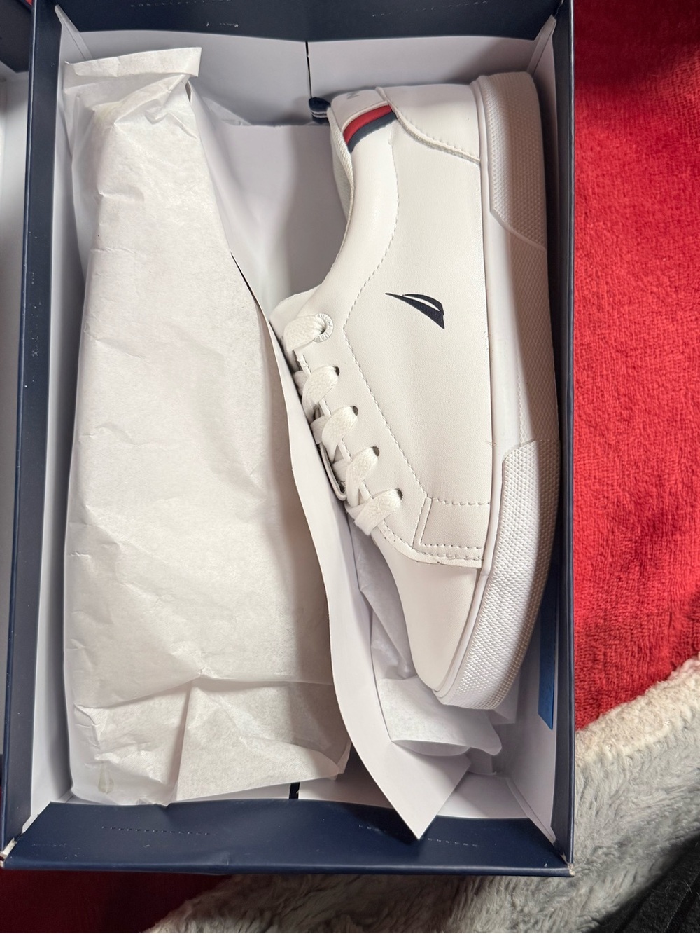 Kids/Youth White Nautica Casual Lace-Up Sneakers with Subtle Trim